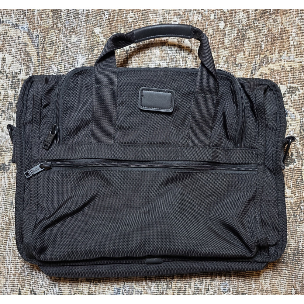 TUMI Ballistic Nylon Black Laptop Briefcase Messenger Bag Expandable Strap